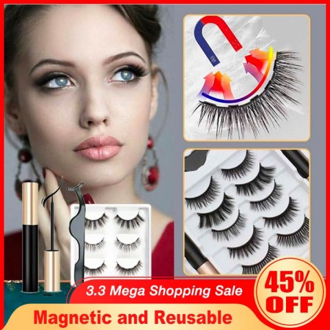 Magnetic Eyelashes and Eyeliner Kit. 3/5 Pairs Reusable