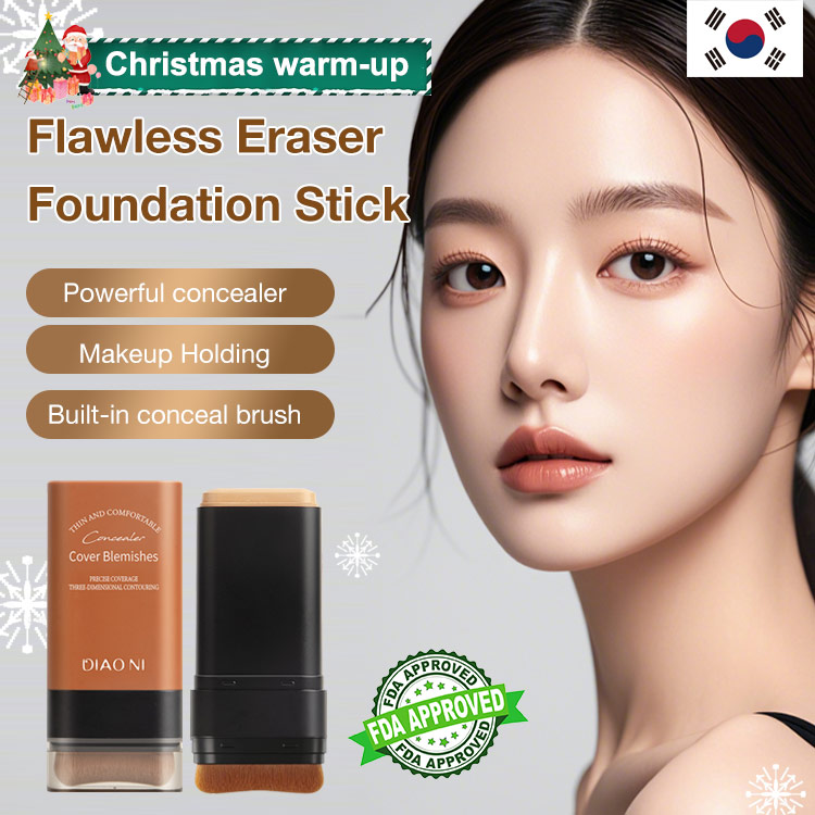 Xmas Big sale - Second one only 99  - Flawless Eraser Foundation Stick - Powerful concealer/16h makeup lasting/Bulit-in concealer brush - Get Korean flawless and radiant skin easily